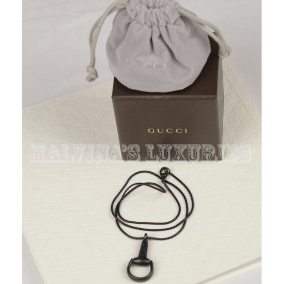 GUCCI NECKLACE HORSEBIT PENDANT .925 STERLING SILVER LEATHER WRAP - Picture 5 of 7